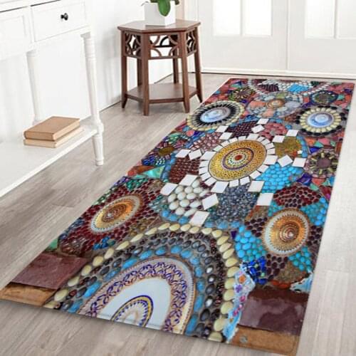 Washable Printing Warm Ground Mat Rug Colorful Pebble Grain for Home Door