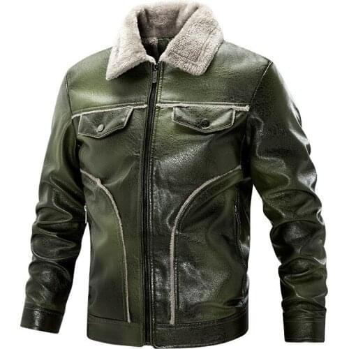 Mens Faux Leather Biker Jackets And Coats Fleece Lined Thick Warm Parkas PU Motorcycle Windbreaker Solid Color