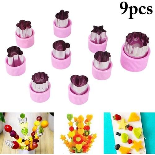 9pcs Fruit Cutter Shape Set Creative Cookie Cutter Shape Vegetable Cutter Shape DIY Baking Mold Kitchen Tools Home Supplies