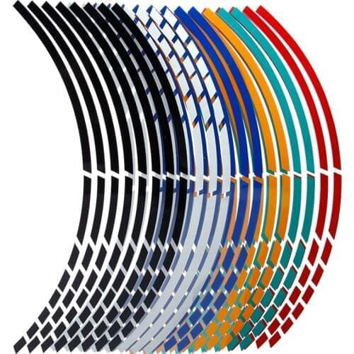 16pcs Car Wheel Tire Stickers 17"18" Strips Motorcycle Reflective Rim Tape Motorbike Auto Decals
