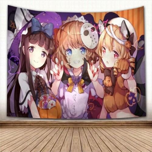 Halloween Anime Girl Tapestry Wall Hanging Wall Fabric Tapestry Art Home Decoration Sleeping Pad Wall Carpets Dorm Decor