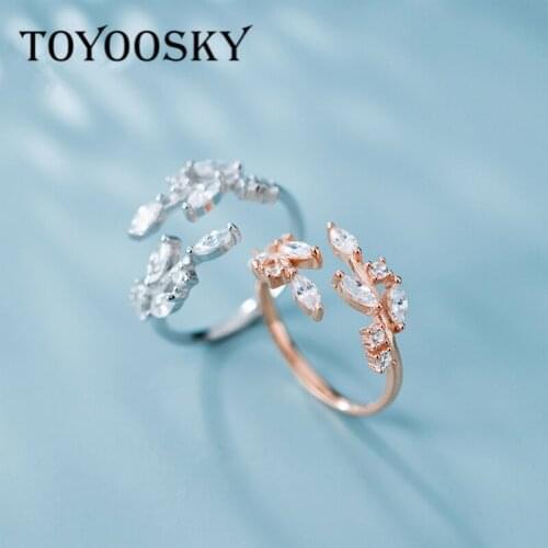 Real 925 Sterling Silver Fine Jewelry Opening Adjustable Finger Ring Branch Leaves Rings For Teen Girl Women