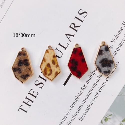 New 18*30mm Gold Tone Plated Zinc Alloy Geometry Fabric Leopard Paved Jewelry charms Ornament Accessories Metal Pendants 40pcs