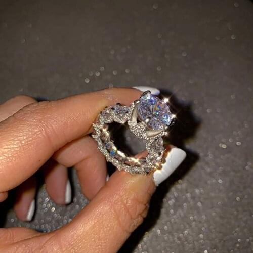 New hot sale 925 Silver popular in Europe and America noble princess ring with Diamond ring jewelry gift for women wedding party