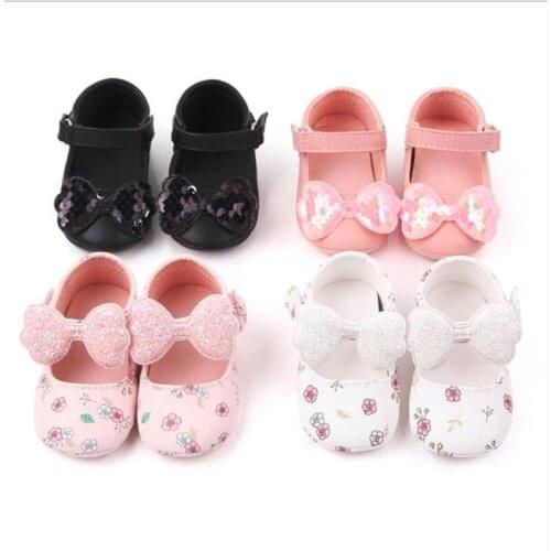New Baby Girl Shoes Spring Soft PU Newborn Crib Shoes Antislip Toddler First Walkers Rubber Sole Infants Princess Shoes