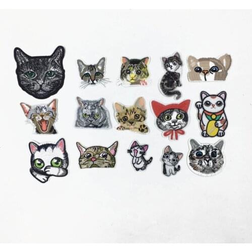 New style cat sew on Patches For Clothing Embroidery Patch Summer Fabric Badge Stickers For Clothes Jeans Decoration C5933-C5935