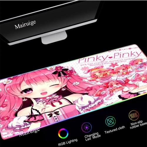 Hot Anime RGB LED Mousepads USB Cable Backlight Computer High-end Keyboard Pad Gaming Accessories Mice Pads for Cartoon Fans