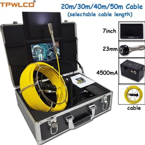 Pipeline Industrial Sewer Camera System With 7inch Monitor 20-50m Cable IP68 Waterproof Diameter 23mm Color Video Camera Head
