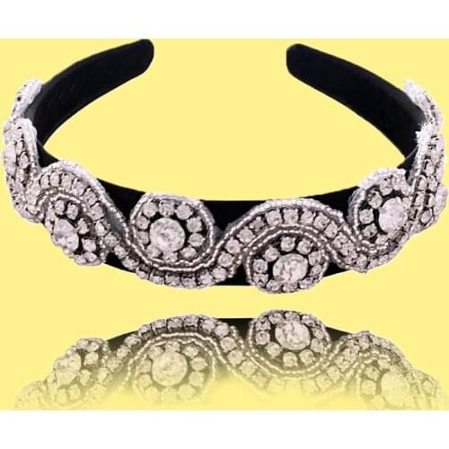 ZMS10-FG New fashion wedding hair jewelry Baroque hair band sliver headband rhinestone bridal head hoop wedding tiara wholesale