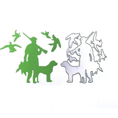Julyarts Man Bird Dog Die Cutting Dies Molds For Handmade Card Making Silver Gift Decorative