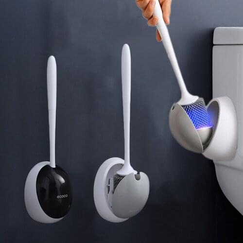Silicone Brush Head Toilet Brush Egg-Shaped No Dead Ends Toilet Household Quick Drain Cleaning