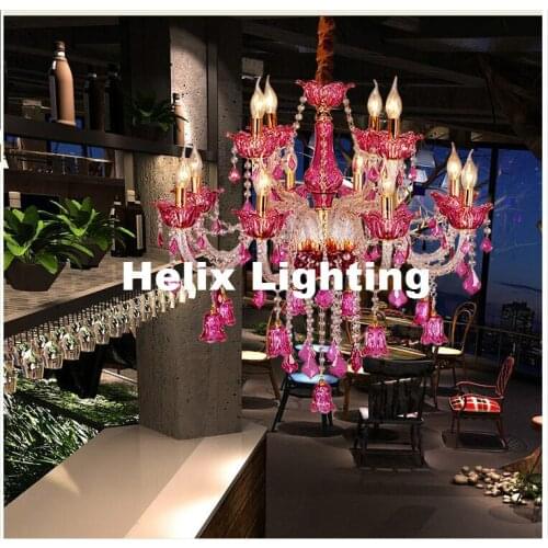 Modern Pink Clear Color E14 D68cm CLear Crystal Chandelier Lamp 6 Lights, Lustre De Crystal,Lustres De cristal Chandelier Lights