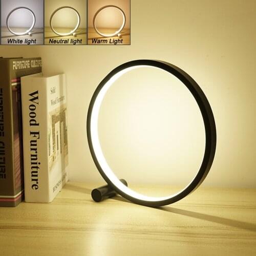 Modern Simple Round LED Desk Lamp Bedroom Decorative USB Reading Table Night Light