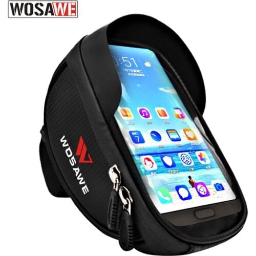 WOSAWE Motorbike Bicycle Bags Front Frame MTB Bike Bag Cycling Handlebar Waterproof Screen Touch Top Tube Cell Phone Bag for 6.5