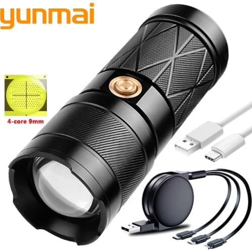 XHP90.2 Super Bright LED Double Head Flashlight Waterproof Rechargeable Zoom Flashlight Work Light Spotlight Projection Light