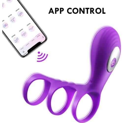 Vibrating Penis Ring Bluetooth App Control Cock Ring Vibrator Sex Toys for Couple Delay Ejaculation Clitoris Stimulate Dick Ring