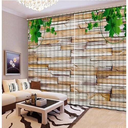 Vintage wooden wall curtains 3D Curtain Luxury Blackout Window Curtain Living Room bedroom kitchen door curtains