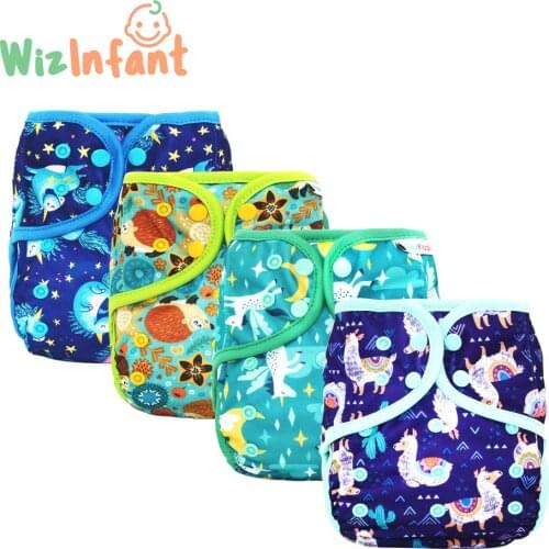 WizInfant Eco-friendly Cloth Diaper Baby Washable Diaper Cover Waterproof Baby Nappies Reusable Adjustable Pocket Diaper