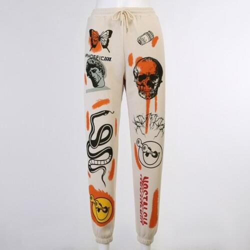 2021 Winter Sweatpants For Women Skull Printed Animal Harem Pants Fleeces Warm Joggers Female Sport Trousers Streetwear P197