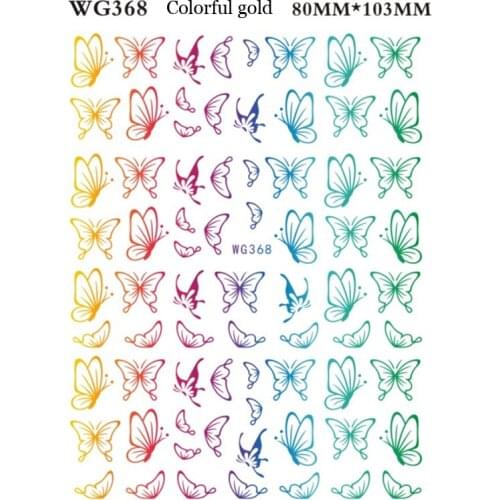 10PCS Colorful Gold Laser Gold Butterfly Nail Sticker Nail Art Transfer Decal Accessories Slider Decoration Adhesive Paste Stick