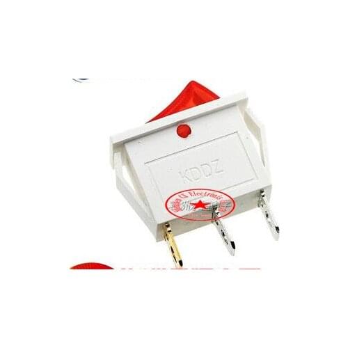 100PCS KCD3 ultrathin rocker switch with red light 2 throw 15A 250V 800W I/O power switches for electric cokers D_D