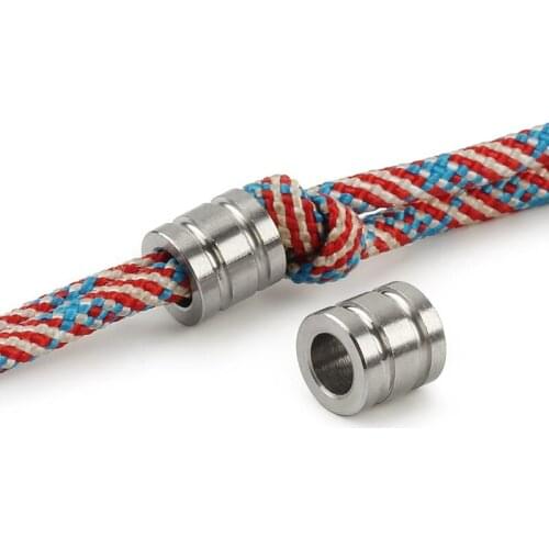 2pcs/lot Cylindrical Knife Beads Umbrella Rope EDC Stainless Steel Paracord Bead