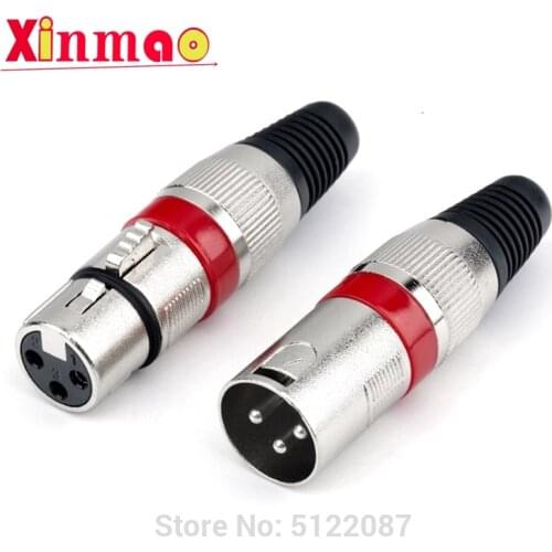 2PCS XLR head microphone connector 3-core Canon balanced plug Canon gold plated black male female plug Canon head