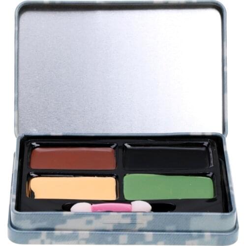 4 Color Camo Face Paint Cream Set with Mini Makeup Brush Army Hunting for Hunting Makeup