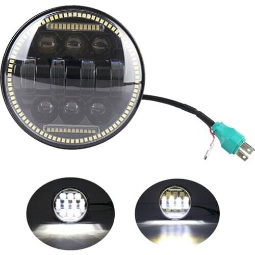 5.75inch 5 3/4” LED Headlight with White Halo DRL Motorcycle Driving Headlight for Dyna Sportster Iron 883 Low Rider Street Bob