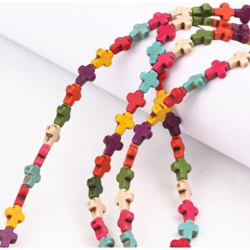 8*10mm Colorful Synthetic Cross Stone Beads 160Pcs/Lot Charms Spacer Bead Handcrafts For Jewelry Marking