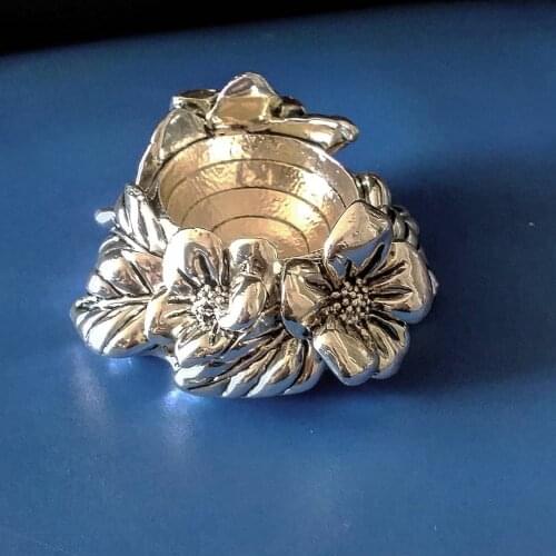 925 Sterling Silver Plated FLORAL CANDLE HOLDER