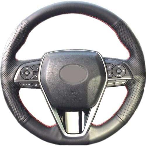 Car- Styling New Anti Slip Black PU Leather Steering Wheel Stitch on Wrap Cover For Toyota Camry 2018