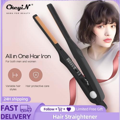 CkeyiN Ultra-Thin Hair Straightener Curler Professional Ceramic Flat Iron Hair Iron Short Hair Women Fast Styling Curling Iron45