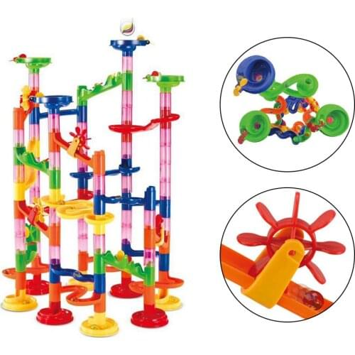 80/91/105/109 PCS Set Marble Run Toys Maze Balls Track Building Blocks Construction Kids Educational Toys 3 Years Gift For Kids
