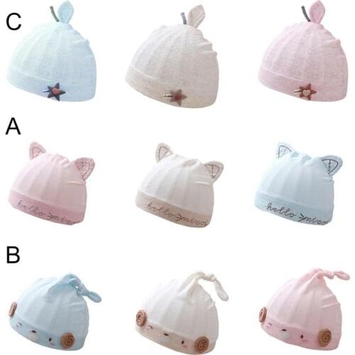 Baby Hat Cartoon Ears Sweat Absorption Skin Friendly Infant Beanie Hats Skin Friendly Toddlers Sleep Caps Babies Accessories