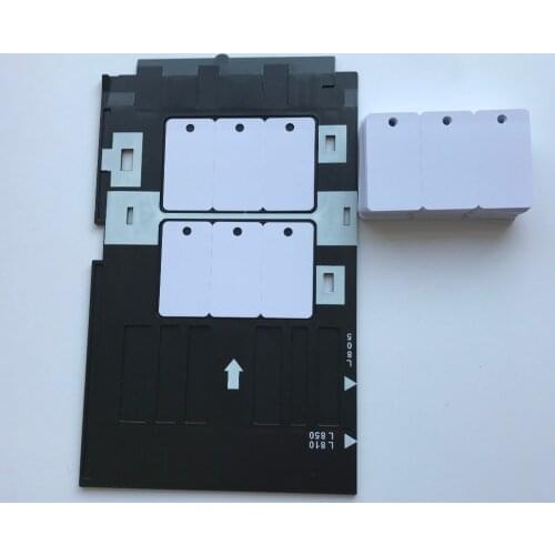 Double Side Printable White Blank Inkjet 3 up PVC Card 100X+ 1pcs ID Card Tray for Epson Inkjet Printer A50,T50,R280,L800,L805