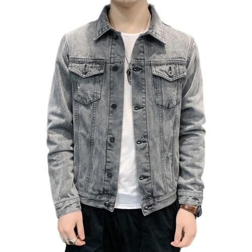 Denim jacket men spring autumn new trend tooling Outerwear casual Jeans Coats Cotton Soft Streetwear Hip Hop Long Sleeve Slim