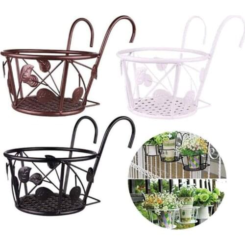 European Railing Potted Plant Hanging Flower Pot Storage Basket Holder Balcony Rail Porch Fence Planter Shelf M7DA