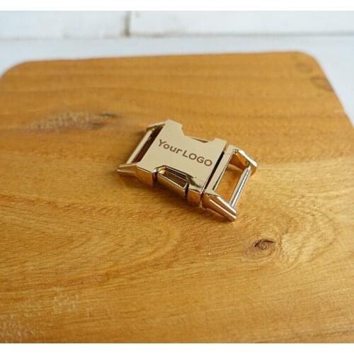 15mm Engraved buckle, We provide laser engraving service customize LOGO plated metal buckle for diy dog collar accessory CK-15G