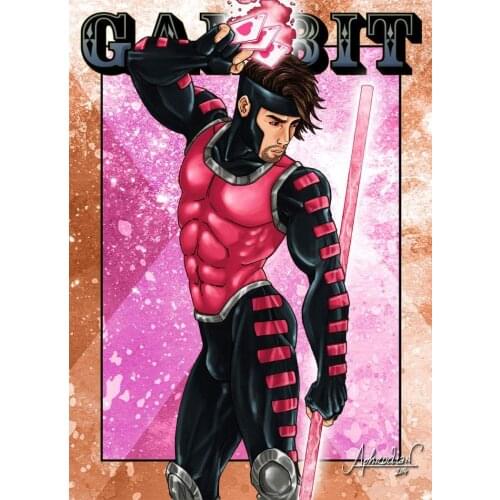 Custom Made X-Men Costume Black And silver Pink 3D Print spandex X-men Gambit Female Zentai Suit