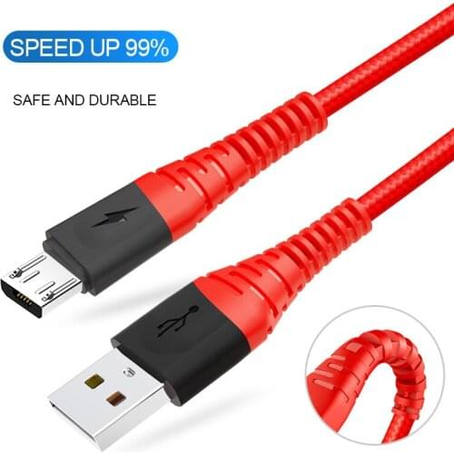 Micro usb Cable 3m 2m 1m Nylon Braided Data Sync fast Charging Cable for Xiaomi Redmi Note 7 5 Samsung Huawei Microusb Cord 2.4A