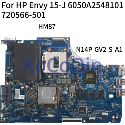 KoCoQin Laptop motherboard For HP Envy 15-J 15T-J GT740M 2G Mainboard 720566-001 720566-501 6050A2548101 HM87 N14P-GV2-S-A1