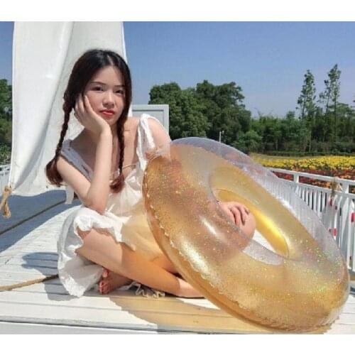 Summer Inflatable Adult Swimming Ring Round Sequin Swimming Circle Beach Pool Party Baby Floating Ring 80
