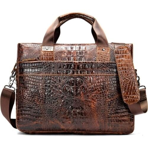 Male Crocodile Pattern briefcase men business totes Bag handbag mens genuine leather bag men cowhide leather purse laptop bags
