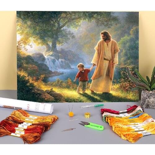 Region Jesus Printed 11CT Cross Stitch Embroidery Set DMC Threads Handiwork Painting Sewing Knitting Jewelry Home Wholesale