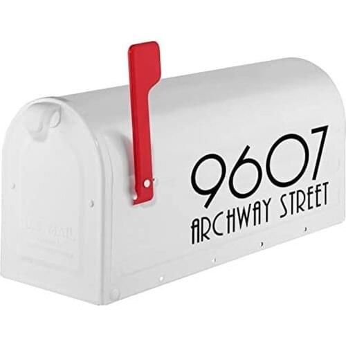 Set of 2 Art Deco Mailbox Numbers Street Name Vinyl Decals - Home House Address