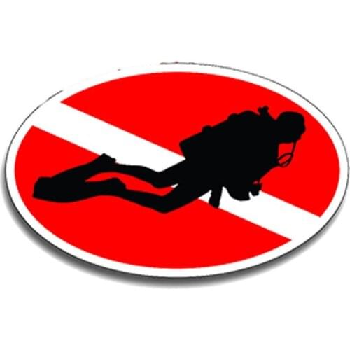 Oval Scuba Diver Sticker Flag Diving Dive Decal Creative Waterproof Auto Accessories PVC for Car Truck Window Bumper,13cm*7cm