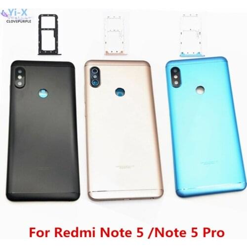 New Rear Back Battery door Cover bezel Housing with camera lens for Redmi Note 5/pro /prime with Sim card holder Tray