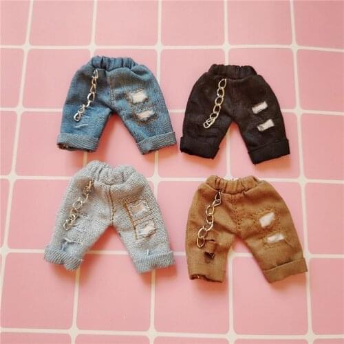 OB11 baby clothes torn hole pants chain pants beggar pants BJD 1/12 doll clothes pant