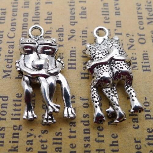 100pcs Frog Charms 10mm x 23mm DIY Jewelry Making Pendant antique silver color